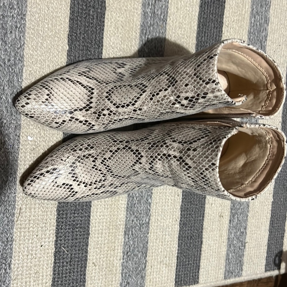 Snake print booties
